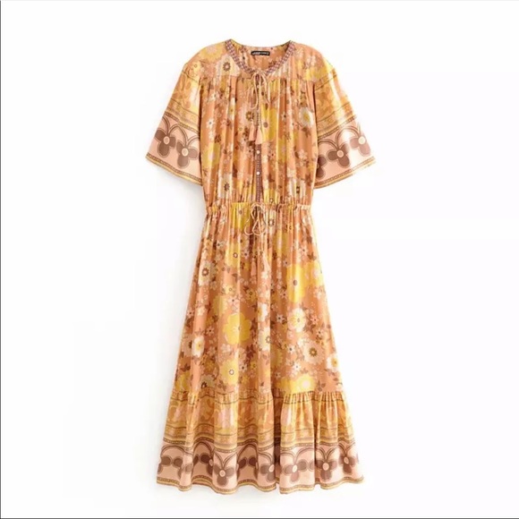 Boho Floral Gypsy Print Maxi Dress Wild Bloom - Picture 7 of 14